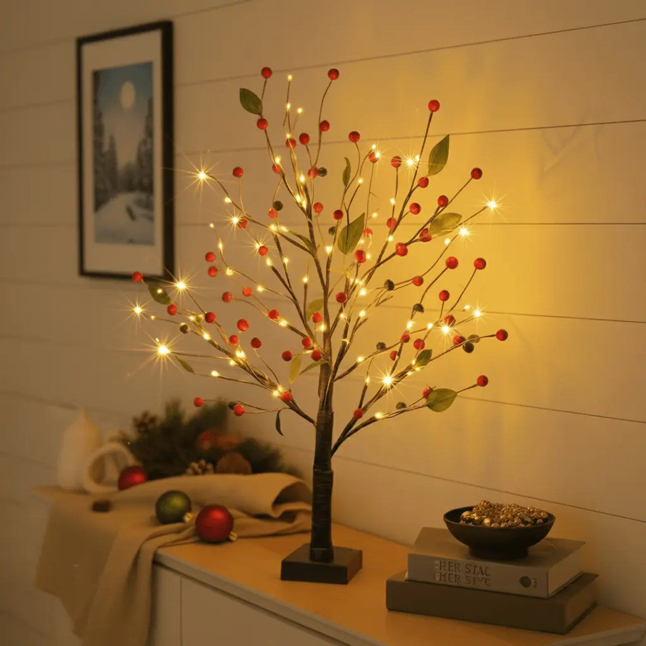 Twinkling Tree Red Berry Blossom by Casa Solaro™