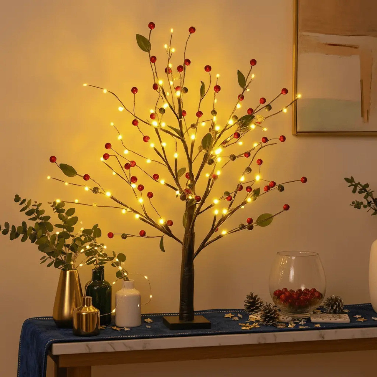 Twinkling Tree Red Berry Blossom by Casa Solaro™
