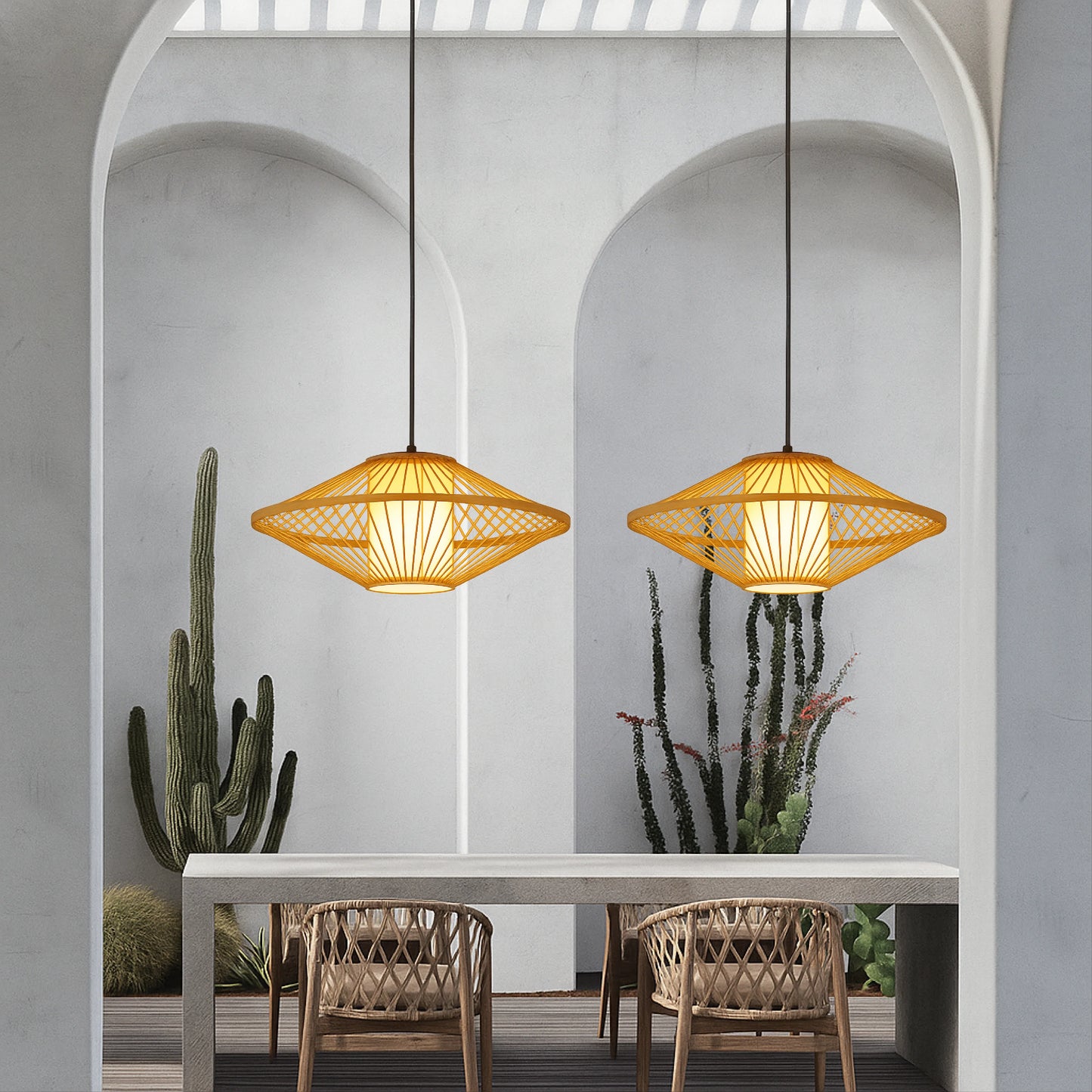 Amethyst Japanese Bamboo Pendant Lamp