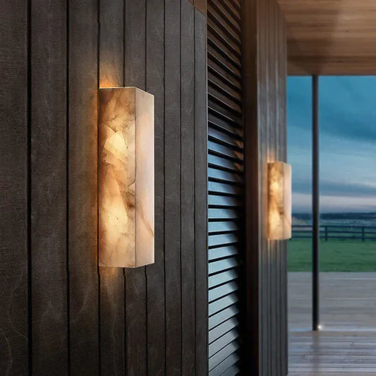 Evania - Modern Marble LED Outdoor Wall Lamp