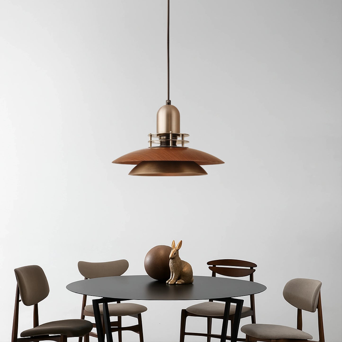 Cilessa Pendant Lamp with Layered Walnut Wood Design