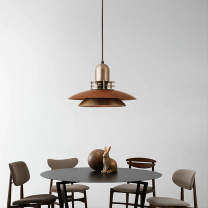 Cilessa Pendant Lamp with Layered Walnut Wood Design
