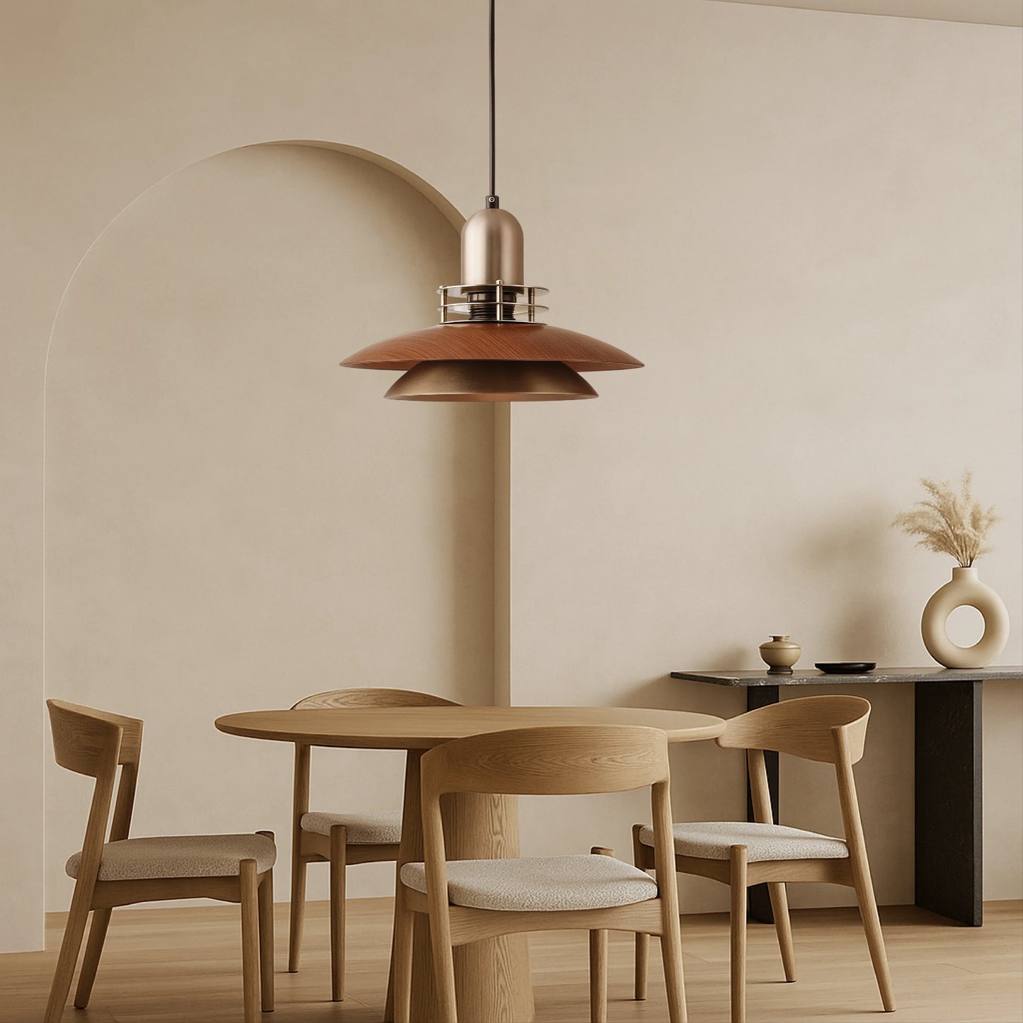 Cilessa Pendant Lamp with Layered Walnut Wood Design