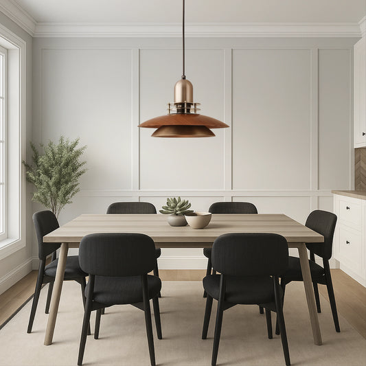 Cilessa Pendant Lamp with Layered Walnut Wood Design