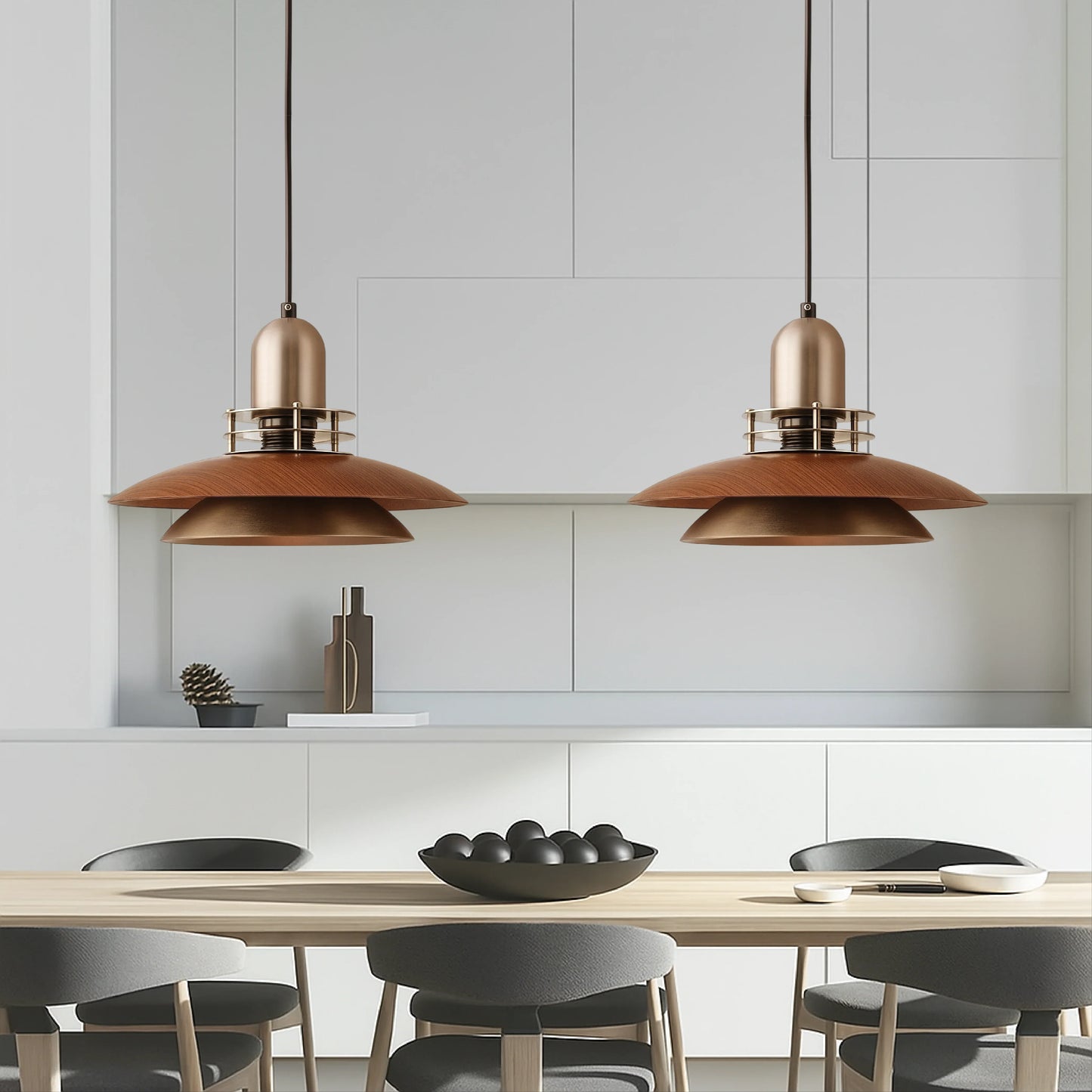 Cilessa Pendant Lamp with Layered Walnut Wood Design